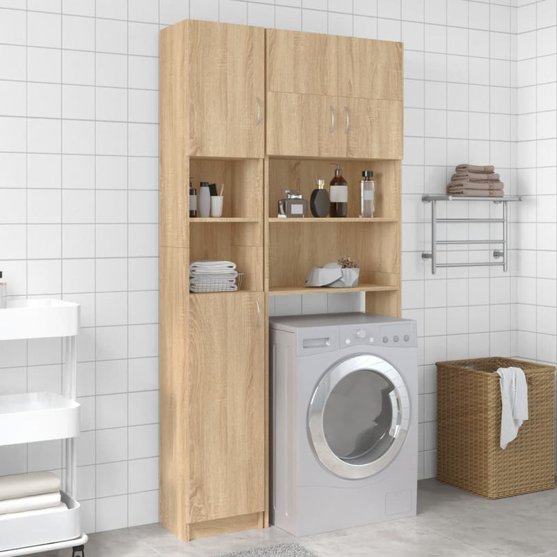 Load image into Gallery viewer, VidaXL Wasmachinekastenset bewerkt hout sonoma eikenkleurig
