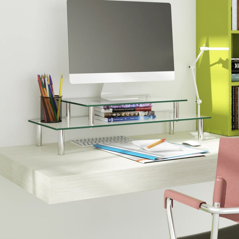 Cargue la imagen en el visor de la galería, Vidaxl monitorstandaard 2-laags transparant glas
