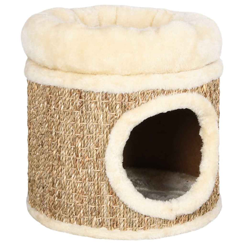 Load image into Gallery viewer, Vidaxl kattenhuis met luxe kussen 33 cm zeegras
