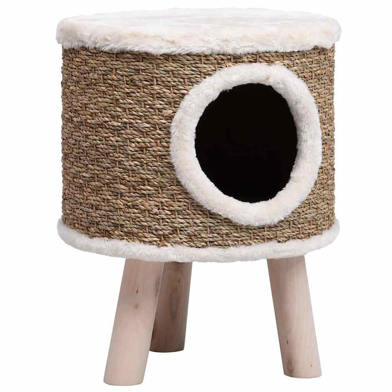 Load image into Gallery viewer, Vidaxl kattenhuis met houten poten 41 cm zeegras
