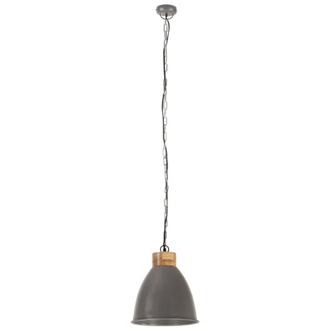 Vidaxl hanglamp industrieel e27 35 cm ijzer en massief hout grijs