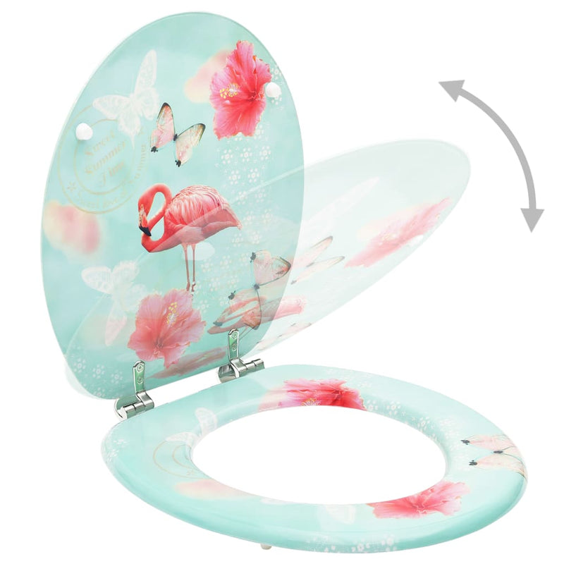 Load image into Gallery viewer, Vidaxl toiletbrillen met deksel 2 st flamingo mdf
