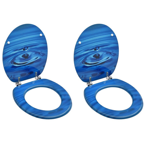 VidaXL Toiletbrillen met deksel 2 st waterdruppel MDF blauw