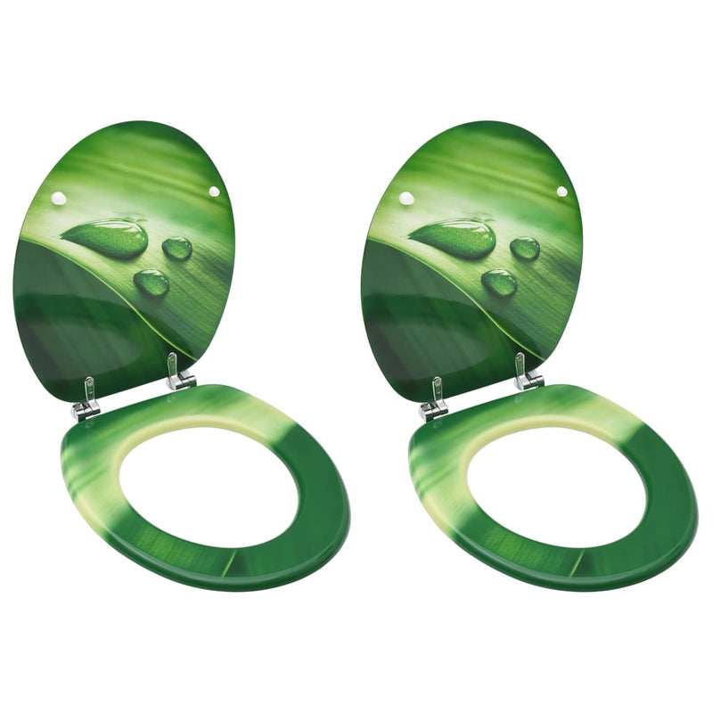Load image into Gallery viewer, Vidaxl toiletbrillen met deksel 2 st waterdruppel mdf groen
