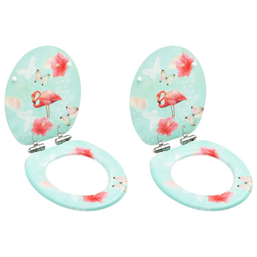 Vidaxl toiletbrillen met soft-close deksel 2 st flamingo mdf