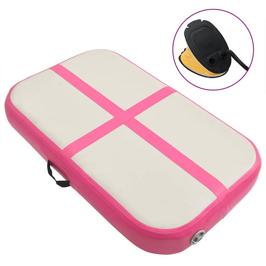 Vidaxl gymnastiekmat met pomp opblaasbaar 60x100x10 cm pvc roze