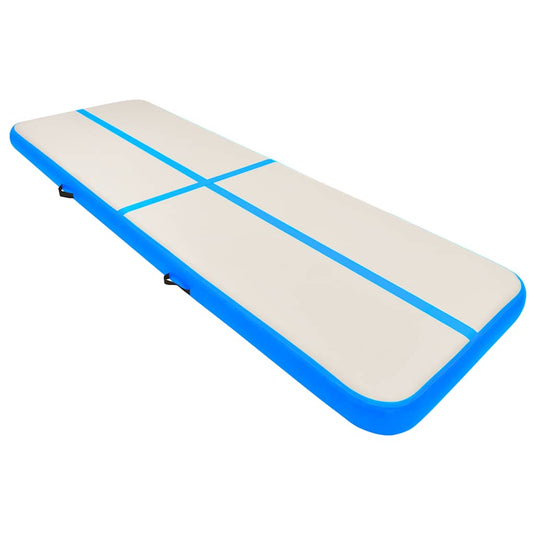 Vidaxl gymnastiekmat met pomp opblaasbaar 500x100x15 cm pvc blauw