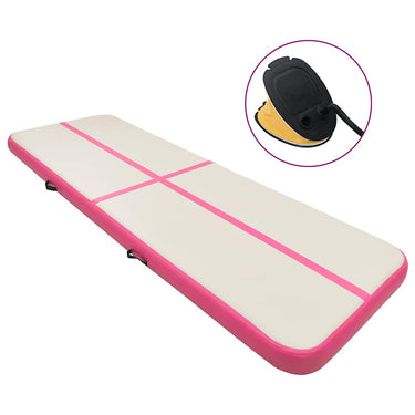 Vidaxl gymnastiekmat met pomp opblaasbaar 600x100x15 cm pvc roze