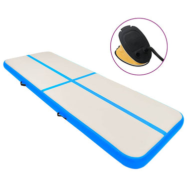 Vidaxl gymnastiekmat met pomp opblaasbaar 800x100x15 cm pvc blauw