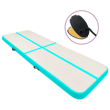 Vidaxl gymnastiekmat met pomp opblaasbaar 400x100x20 cm pvc groen
