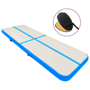 Vidaxl gymnastiekmat met pomp opblaasbaar 500x100x20 cm pvc blauw