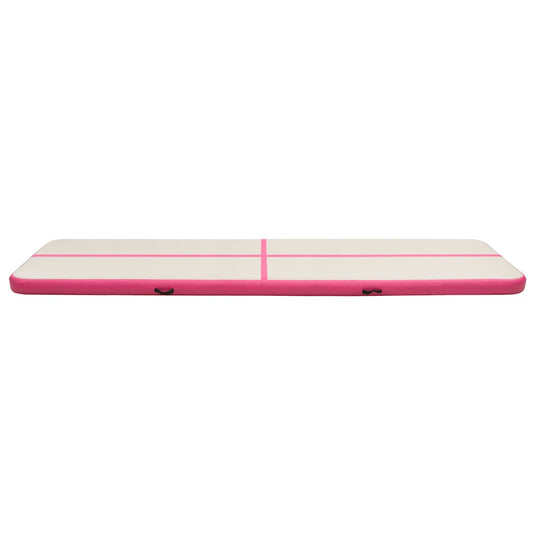 Vidaxl gymnastiekmat met pomp opblaasbaar 600x100x20 cm pvc roze