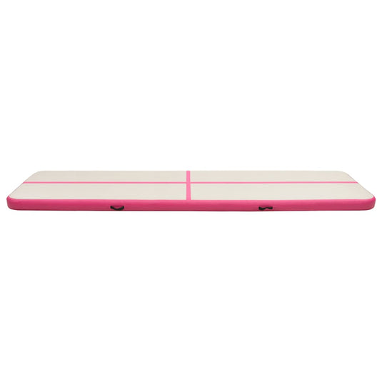 Vidaxl gymnastiekmat met pomp opblaasbaar 800x100x20 cm pvc roze