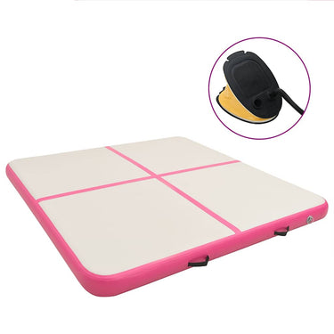 Vidaxl gymnastiekmat met pomp opblaasbaar 200x200x10 cm pvc roze