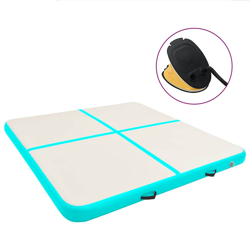 Load image into Gallery viewer, Vidaxl gymnastiekmat met pomp opblaasbaar 200x200x10 cm pvc groen
