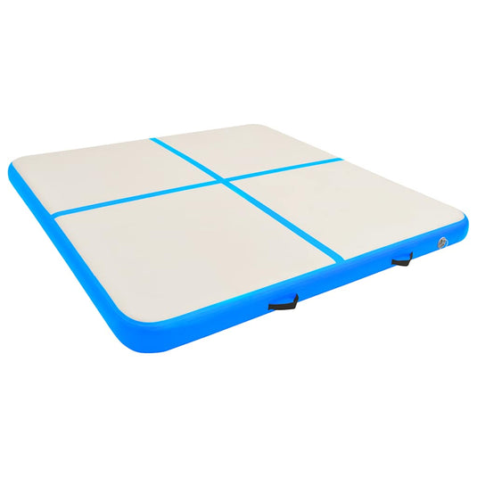 Vidaxl gymnastiekmat met pomp opblaasbaar 200x200x15 cm pvc blauw