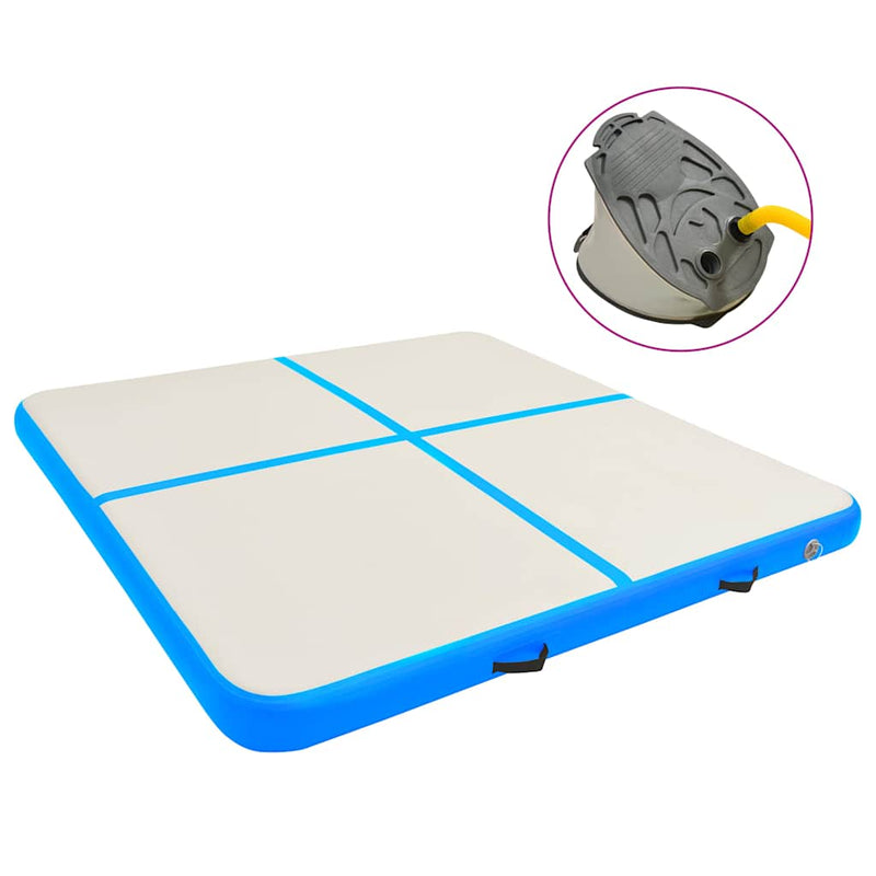 Chargez l'image dans la visionneuse de la galerie, Vidaxl gymnastiekmat met pomp opblaasbaar 200x200x20 cm pvc blauw
