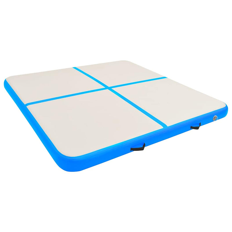 Chargez l'image dans la visionneuse de la galerie, Vidaxl gymnastiekmat met pomp opblaasbaar 200x200x20 cm pvc blauw
