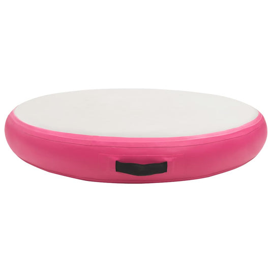 Vidaxl gymnastiekmat met pomp opblaasbaar 100x100x15 cm pvc roze