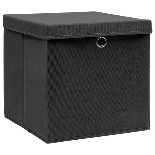 Vidaxl opbergboxen met deksel 10 st 28x28x28 cm zwart