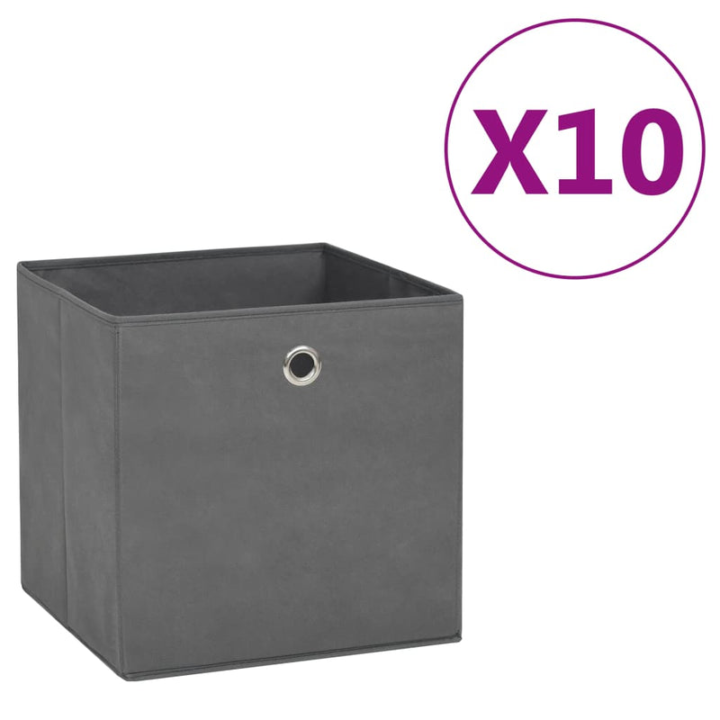 Load image into Gallery viewer, Vidaxl opbergboxen 10 st 28x28x28 cm nonwoven stof grijs
