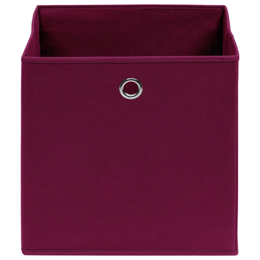 Vidaxl opbergboxen 4 st 28x28x28 cm nonwoven stof donkerrood