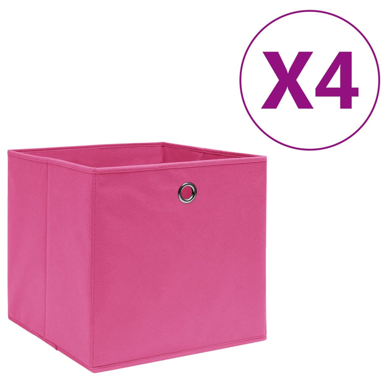 Load image into Gallery viewer, Vidaxl opbergboxen 4 st 28x28x28 cm nonwoven stof roze

