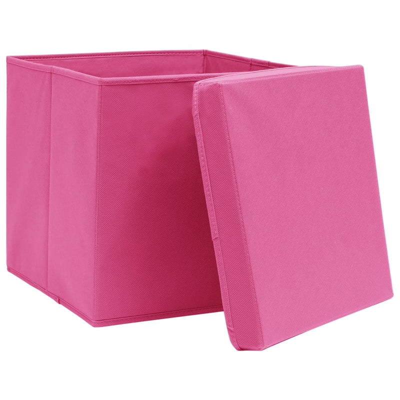 Load image into Gallery viewer, Vidaxl opbergboxen met deksel 4 st 28x28x28 cm roze
