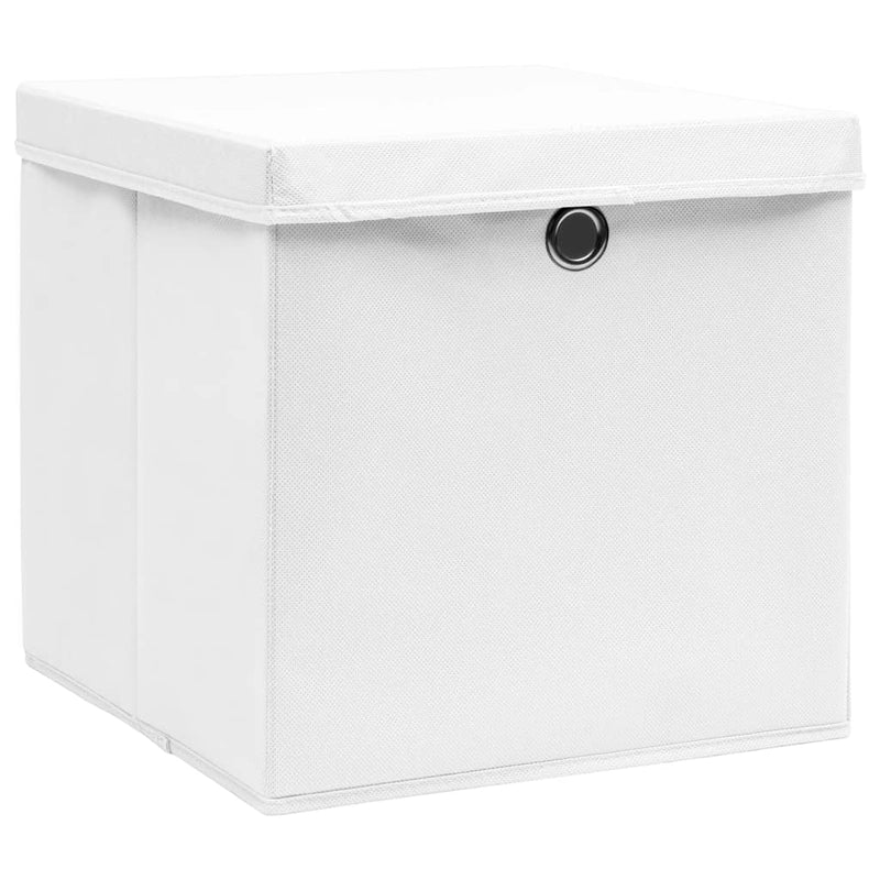 Load image into Gallery viewer, Vidaxl opbergboxen met deksel 4 st 28x28x28 cm wit
