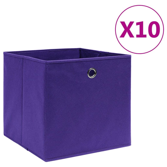 Vidaxl opbergboxen 10 st 28x28x28 cm nonwoven stof paars