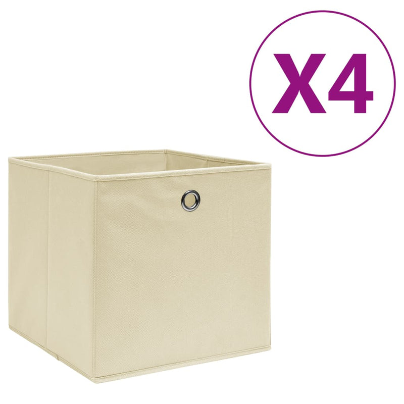 Load image into Gallery viewer, Vidaxl opbergboxen 4 st 28x28x28 cm nonwoven stof crèmekleurig
