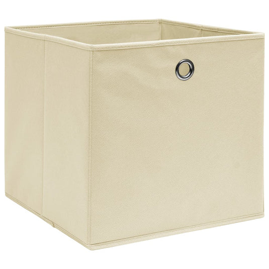 Vidaxl opbergboxen 10 st 28x28x28 cm nonwoven stof crèmekleurig