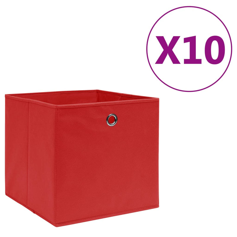 Afbeelding laden in galerijviewer, Vidaxl opbergboxen 10 st 28x28x28 cm nonwoven stof rood
