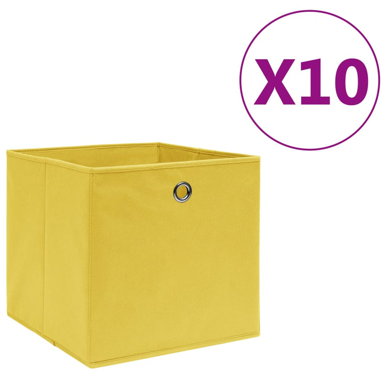 Load image into Gallery viewer, Vidaxl opbergboxen 10 st 28x28x28 cm nonwoven stof geel
