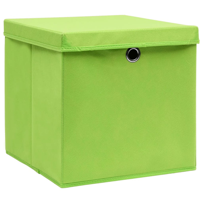Load image into Gallery viewer, Vidaxl opbergboxen met deksel 10 st 28x28x28 cm groen

