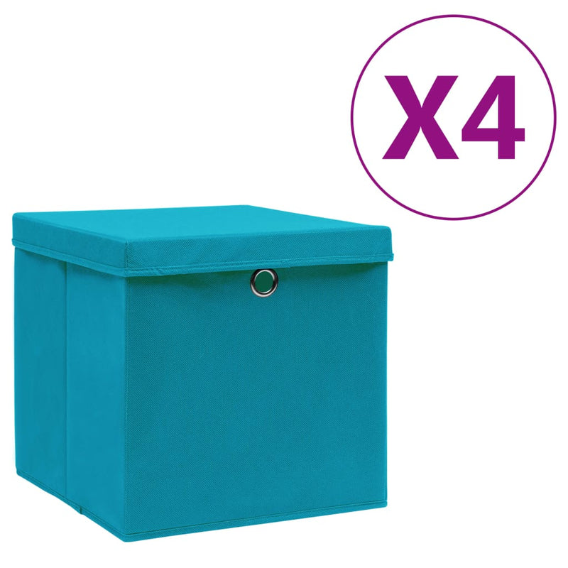 Load image into Gallery viewer, Vidaxl opbergboxen met deksel 4 st 28x28x28 cm babyblauw
