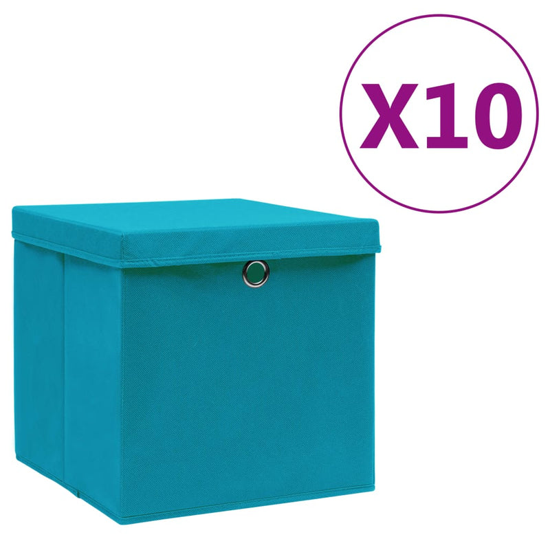 Load image into Gallery viewer, Vidaxl opbergboxen met deksel 10 st 28x28x28 cm babyblauw
