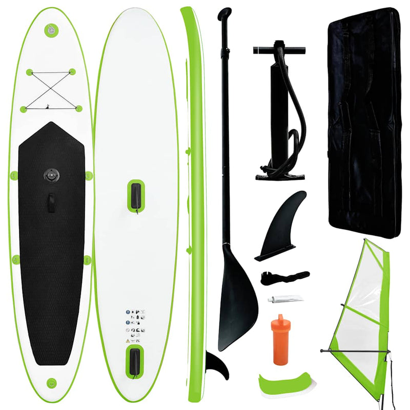 Load image into Gallery viewer, Vidaxl stand up paddleboard opblaasbaar met zeilset groen en wit
