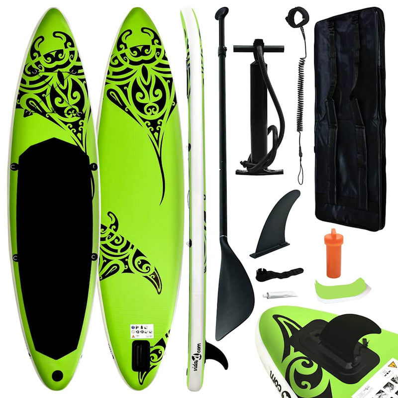 Load image into Gallery viewer, Vidaxl stand up paddleboardset opblaasbaar 320x76x15 cm groen
