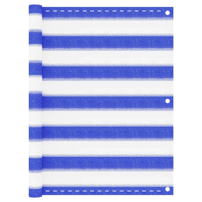 Load image into Gallery viewer, Vidaxl balkonscherm 75x500 cm hdpe blauw en wit
