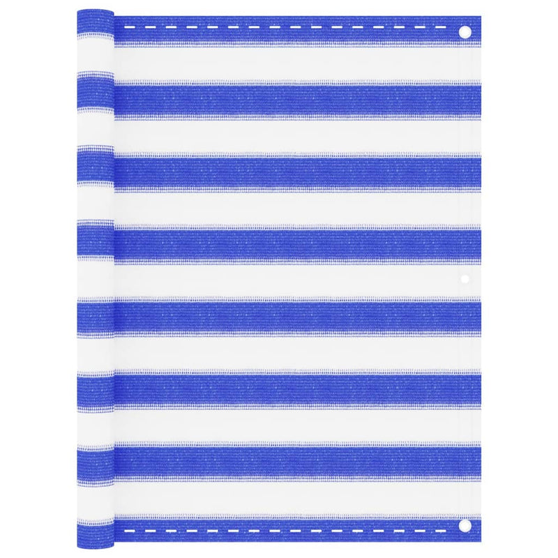 Load image into Gallery viewer, Vidaxl balkonscherm 90x500 cm hdpe blauw en wit
