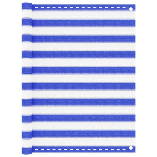 Vidaxl balkonscherm 120x600 cm hdpe blauw en wit