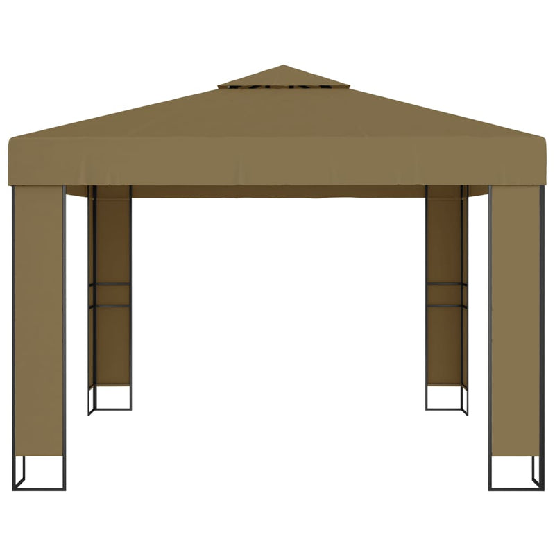 Chargez l'image dans la visionneuse de la galerie, Vidaxl prieel met dubbel dak 180 g m² 3x3x2,7 m taupe
