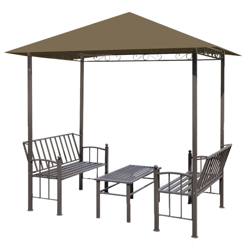 Load image into Gallery viewer, VidaXL Tuinpaviljoen met tafel en bankjes 180 g m² 2,5x1,5x2,4 m taupe
