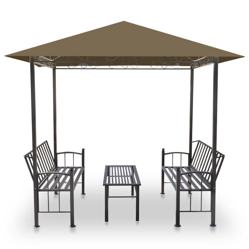 Load image into Gallery viewer, VidaXL Tuinpaviljoen met tafel en bankjes 180 g m² 2,5x1,5x2,4 m taupe

