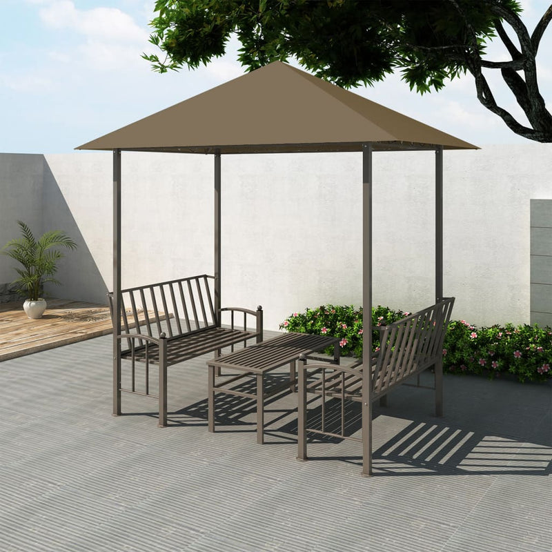 Load image into Gallery viewer, VidaXL Tuinpaviljoen met tafel en bankjes 180 g m² 2,5x1,5x2,4 m taupe
