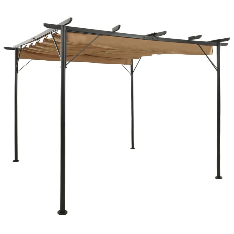 Load image into Gallery viewer, VidaXL Pergola met uittrekbaar dak 180 g m² 3x3 m staal taupe
