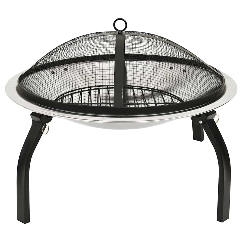 Load image into Gallery viewer, Vidaxl vuurschaal en barbecue 2-in-1 met pook 56x56x49 cm rvs

