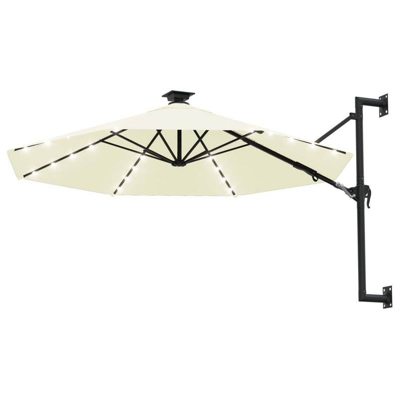 Load image into Gallery viewer, Vidaxl wandparasol met led's 300 cm zandkleurig
