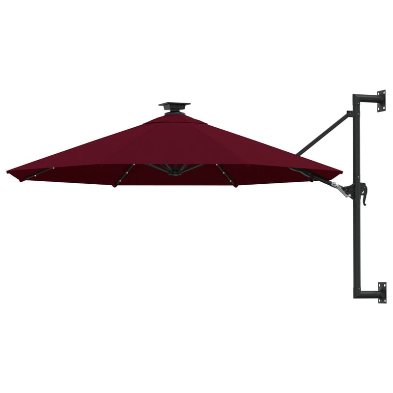 Load image into Gallery viewer, Vidaxl wandparasol met led's 300 cm bordeauxrood
